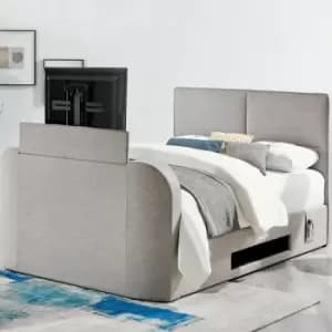 Iris Upholstered tv Bed Mid Grey - King Size Bed Frame Only - Grey