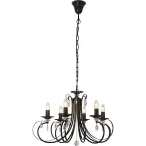 Zumaline Novia Multi Arm Chandelier, Black, 6x E14