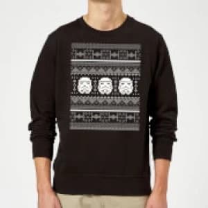 Star Wars Christmas Stormtrooper Knit Black Christmas Sweatshirt - L - Black