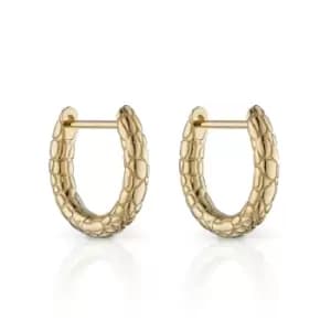 JG Signature 9ct Gold Snake Skin Texture Hoop Earrings