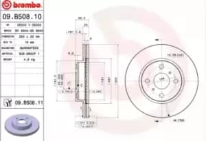 BREMBO Brake disc Internally Vented 09.B508.11 Brake rotor,Brake discs TOYOTA,ASTON MARTIN,iQ (_J1_),Cygnet Schragheck