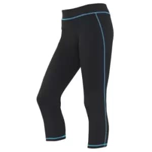 AWDis Just Cool Womens/Ladies Girlie Capri Sports Trousers (L) (Jet Black/Sapphire Blue)