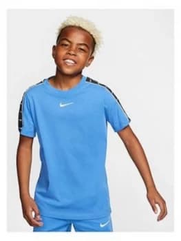 Nike Sportswear Older Boys Swoosh Tape T-Shirt - Blue