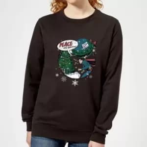 DC Superman Peace On Earth Womens Christmas Jumper - Black - L - Black