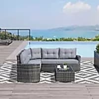 OutSunny Rattan Sofa Set Grey 720 x 780 mm