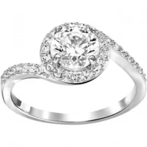 Ladies Swarovski Rhodium Plated Size O Attract Light Ring 55