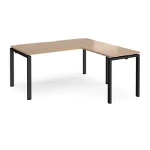 Bench Desk Add On Return Desk 1600mm Beech Tops With Black Frames Adapt
