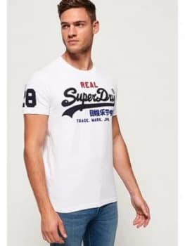 Superdry Vintage Logo Tri Tee - White, Size 2XL, Men