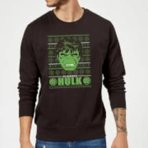 Marvel Comics The Incredible Hulk Retro Face Black Christmas Sweatshirt - L - Black