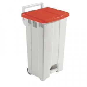 Slingsby Grey 90 Litre Plastic Pedal Bin With Red Lid 357004