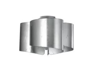 Imagine Curved Glass Semi Flush Ceiling Light, Silver Leaf, E27