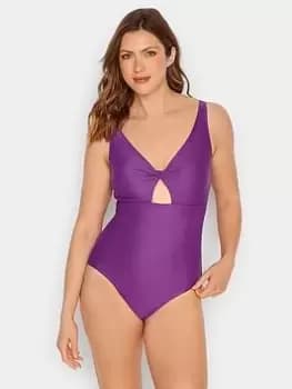 Long Tall Sally Purple Twist Cut Out Swimsuit, Purple, Size 10, Women