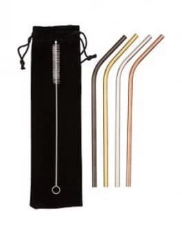 Premier Housewares Mimo Bent Stainless Steel Straws Set Of 4