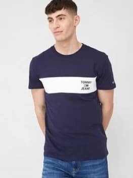 Tommy Jeans Chest Stripe Logo Short Sleeve T-Shirt - Twilight Navy