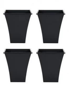 Wham Set Of 4 Black 23Cm Square Metallica Planters