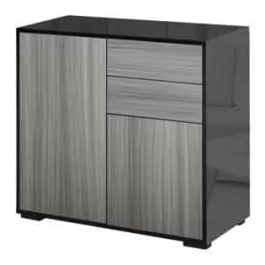 Homcom Side Cabinet With 2 Doors And 2 Drawers Grey Black