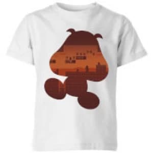 Nintendo Super Mario Goomba Silhouette Kid's T-Shirt - White - 11-12 Years
