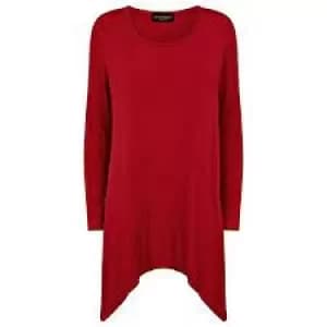 James Lakeland Red A-Line Asymmetric Hem Jersey Top - 8