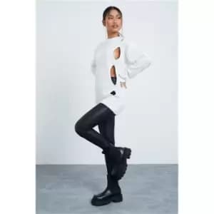 I Saw It First Cream Cut Out Detail Crew Neck Jumper - White