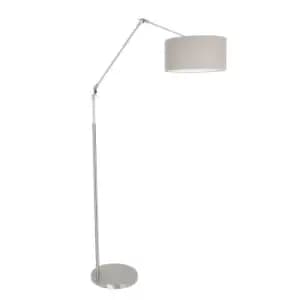 Prestige Chic Floor Lamp with Shade Steel Brushed, Linen Grey