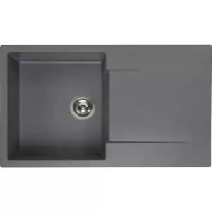 Reginox Amsterdam Reversible Composite Kitchen Sink & Drainer Single Bowl in Grey Granite Composite