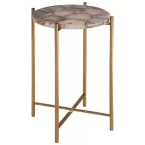 Natural Agate Side Table with Gold Finish