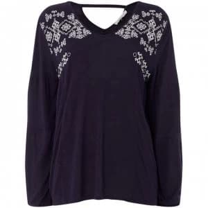 Maison De Nimes Embroidered Jersey Top - Navy