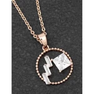 Baguette Circle Rose Gold Plated Necklace