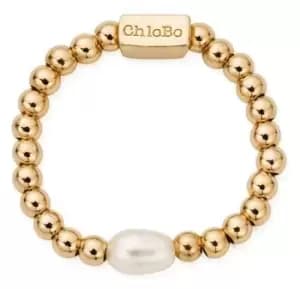 ChloBo GR2RP Mini Pearl Ring Gold Plated Size Medium Jewellery