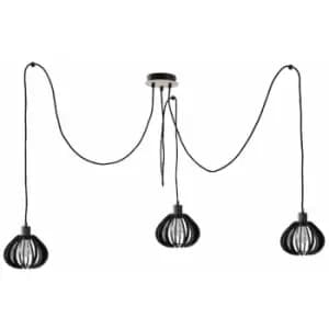 Keter Nicoleta Cluster Pendant Ceiling Light Black And Natural, 3x E27