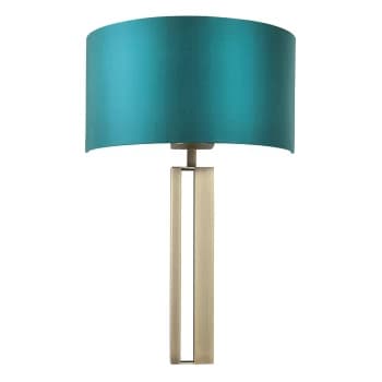 Macerata Wall Lamp Matt Antique Brass Plate & Teal Satin Fabric