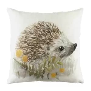 Woodland Hedgehog Cushion White / 43 x 43cm / Polyester Filled