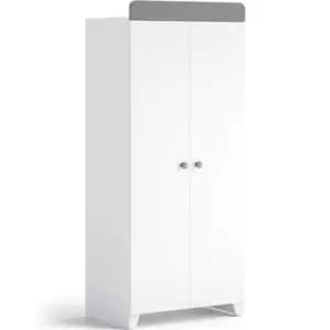 Little Acorns Classic Double Wardrobe, White & Grey - White & Grey