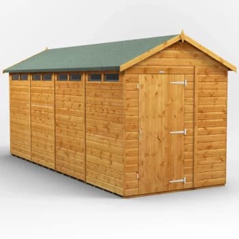 16x6 Power Apex Security Shed - Brown