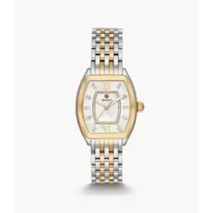 Michele Womens Relev Two-Tone 18K Gold Diamond Dial Watch - 2-Tone