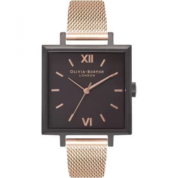 Square Dial Black & Rose Gold Watch