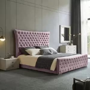Plexa Bed Double Plush Velvet Pink