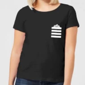 Looney Tunes Taz Stripes Pocket Print Womens T-Shirt - Black