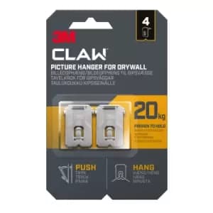 3M Claw Drywall Picture Hanger (H)41mm (W)28mm, Pack Of 4