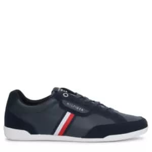 Tommy Hilfiger Signature Leather Mix Cupsole Trainer In Navy - Size 41