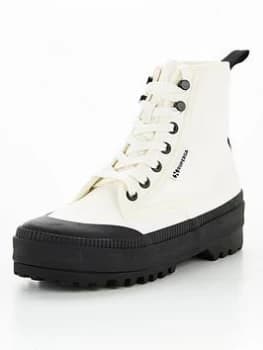 SUPERGA 2348 Alpina Nylon Trek Water Resistant High Top Plimsoll - White, Size 4, Women