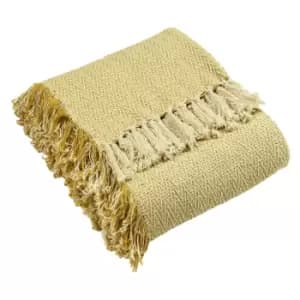 Jasper Herringbone Throw Ochre