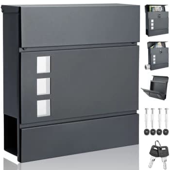 Monzana - Letterbox Letter Post Mail Postbox Letter Steel Wall Mount Mailbox Anthracite