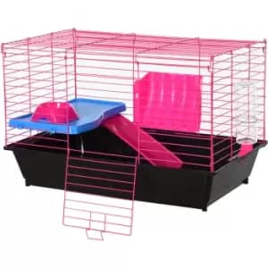 Small Animal Cage Rabbit Guinea Pig Hutch Pet Play House w/ Platform Ramp - Pawhut