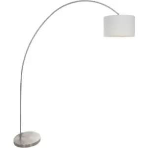 Sienna Lighting - Sienna Solvac Arc Floor Lamp Steel Brushed, Linen Fabric