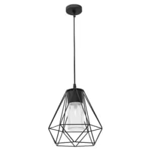 Netlighting Merano Barrie Wire Frame Pendant Ceiling Light Black Aluminium Clear