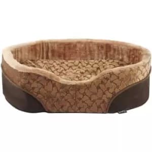 Bunty X- Large Mocha Dog Bed - Soft - Washable w/ Fleece Fur Cushion - Cream/Brown