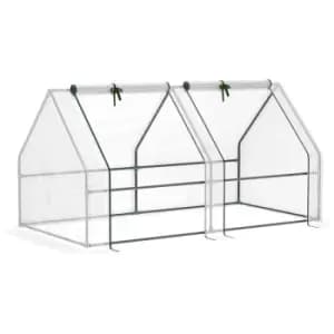 Mini Small Greenhouse with Steel Frame & pe Cover & Window, White - White - Outsunny