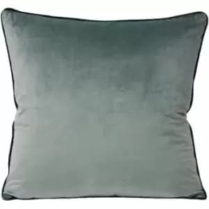 Riva Paoletti Meridian Faux Velvet Piped Cushion Cover, Mineral/Teal, 55 x 55 Cm