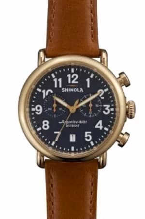 Shinola Runwell 2 Eye Chrono 41mm Sunflower Leather Strap Chronograph Watch S0110000175